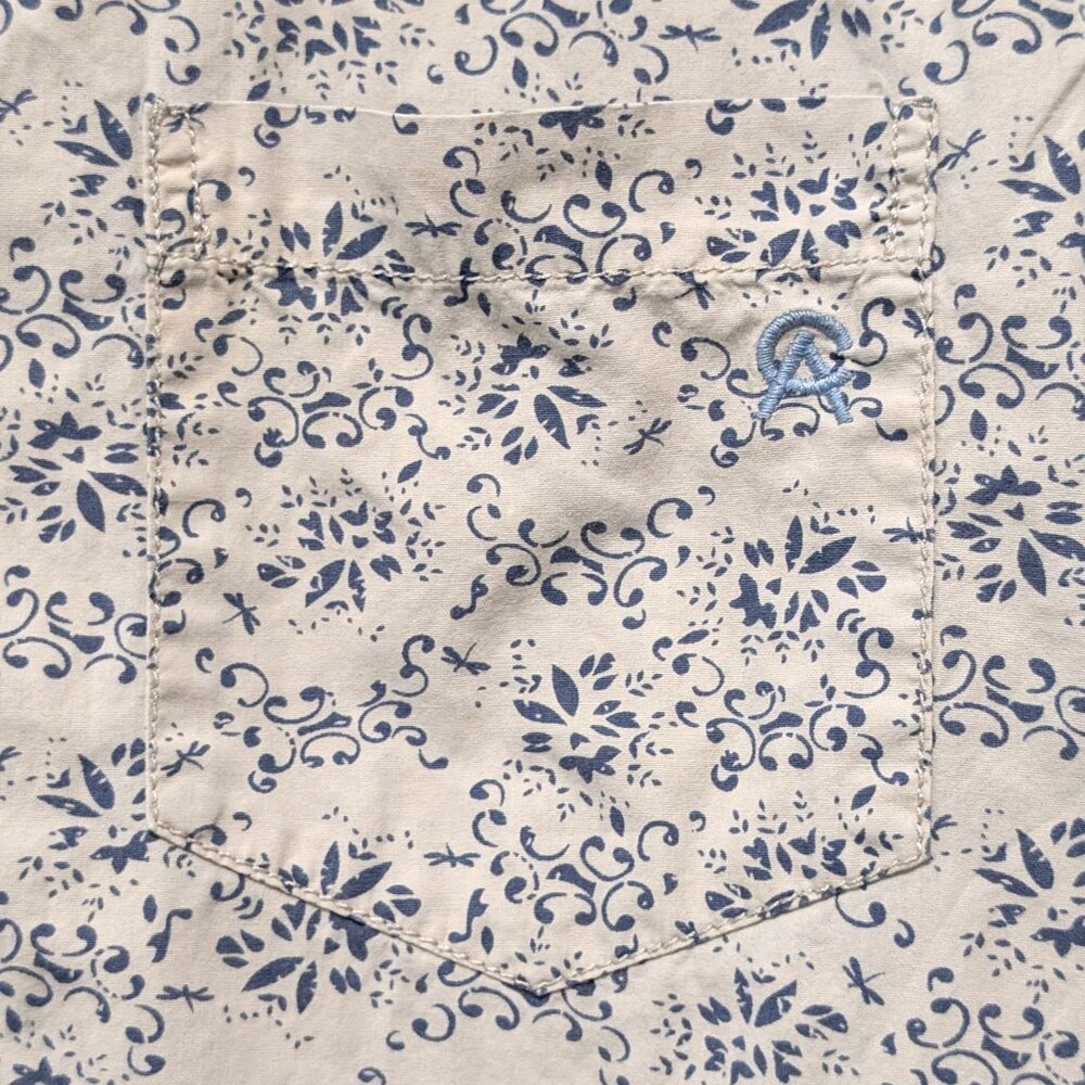 Christian Audigier Mens Size L White Blue Abstract Floral S/S Button Up Shirt - Picture 6 of 11